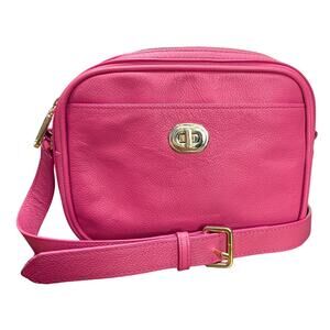 Talbots Crossbody Bag Purse Pink Pebbled Leather Small Spring Summer Classic